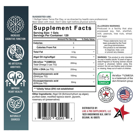 likeaproalgaeomega3supplementfactspanel