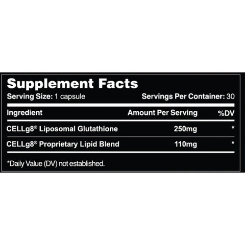 Leviathan Nutrition Liposomal Glutathione Supplement Facts Panel
