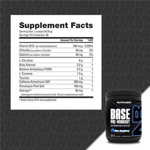 nutrabio base pre workout supplement facts panel